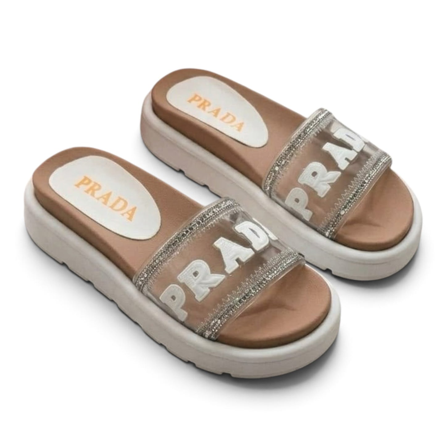 Sandalia Prada Suela Confort Cafe Blanca