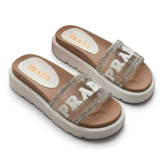 Sandalia Prada Suela Confort Cafe Blanca