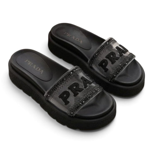 Sandalia Prada Suela Confort Negra