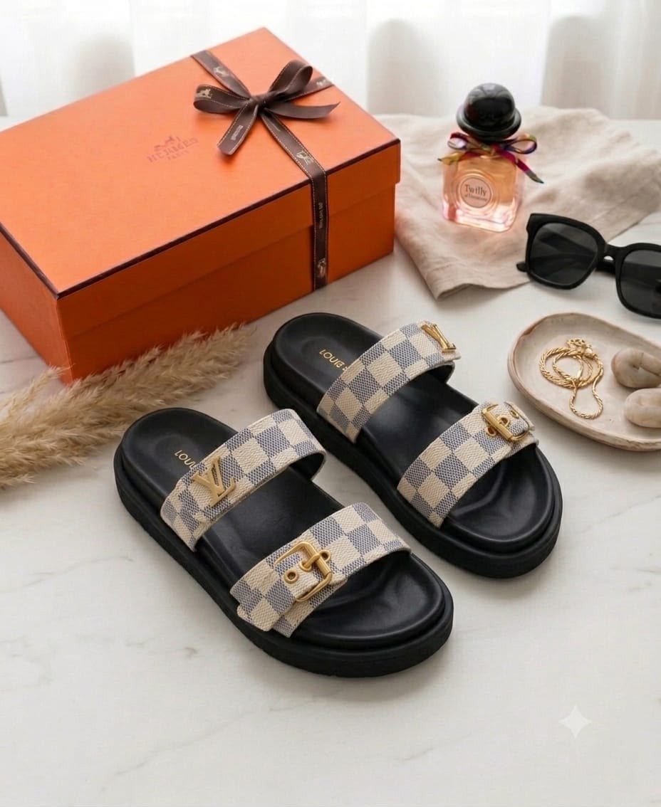 Sandalia Louis Vouitton Blanco Gris