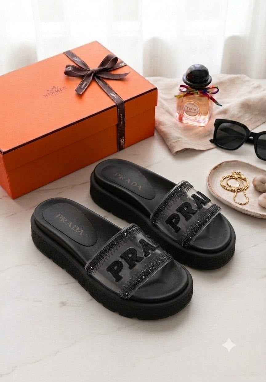 Sandalia Prada Suela Confort Negra