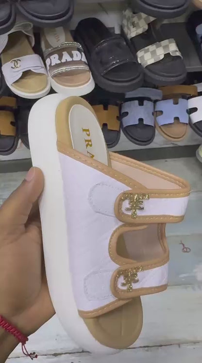 Sandalia Prada Suela Confort Blanca